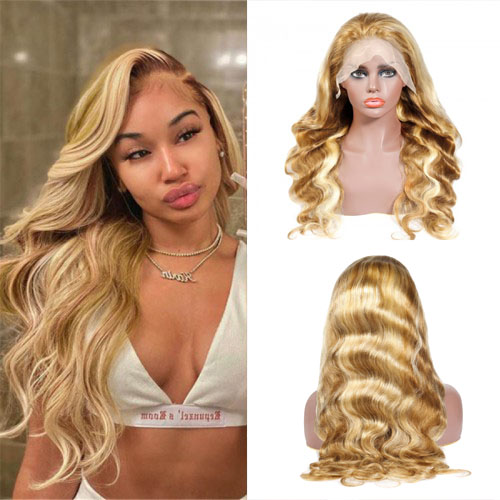 Virgin Human Hair 13X4 Lace Front  30/613 Blonde Color Body Wave Wigs